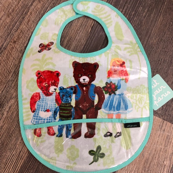 Petit Jour with artist Nathalie Lete! Goldilocks & The Three Bears Bib. - Picture 3 of 4